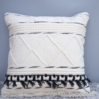Boho Diamond Pattern Tassel Cushion Cover