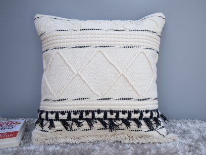 Boho Diamond Pattern Tassel Cushion Cover - Image 2