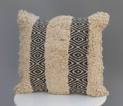 Boho Shaggy Stripe & Diamond Cushion Cover