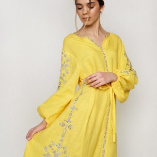 Yellow Embroidered Boho Maxi Dress