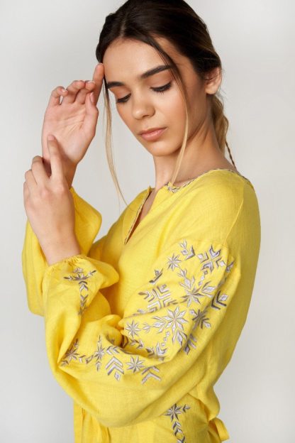 Yellow Embroidered Boho Maxi Dress - Image 2