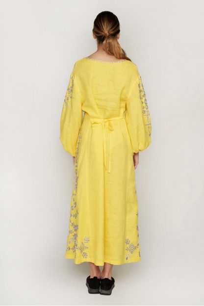 Yellow Embroidered Boho Maxi Dress - Image 3