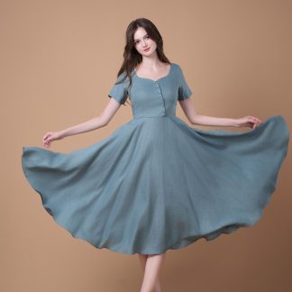 French Vintage Linen Dress