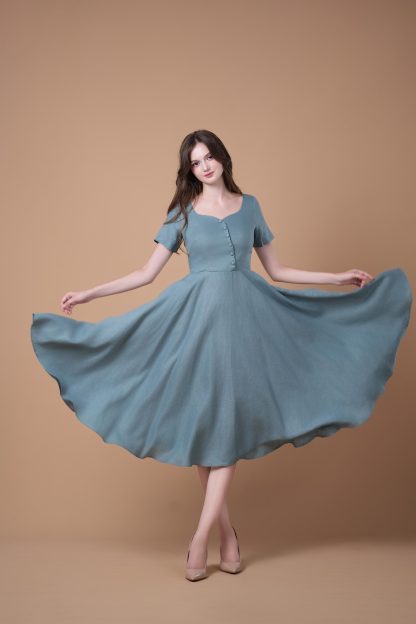 French Vintage Linen Dress