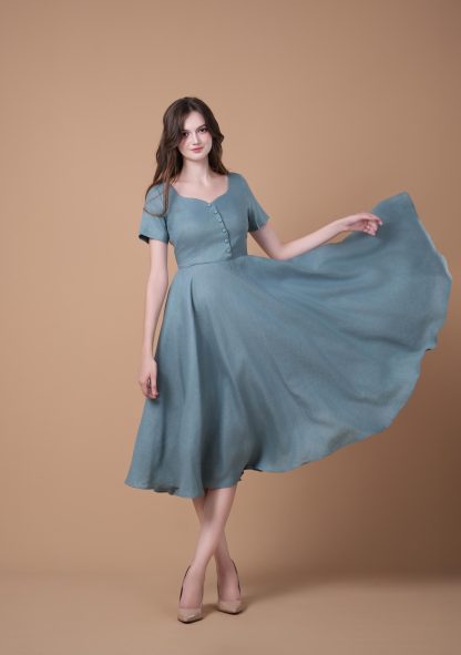 French Vintage Linen Dress - Image 2