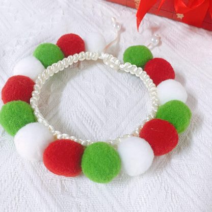Christmas Pom Pom Adjustable Pet Collar - Image 6