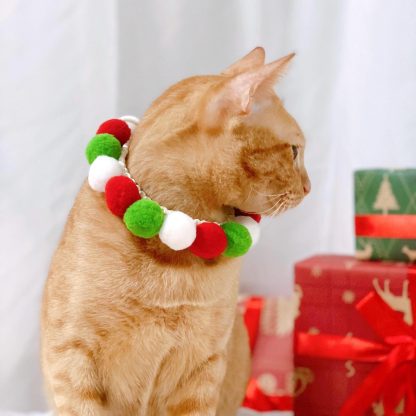 Christmas Pom Pom Adjustable Pet Collar - Image 5