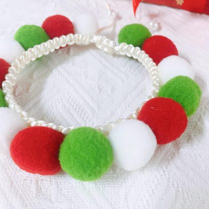 Christmas Pom Pom Adjustable Pet Collar - Image 4