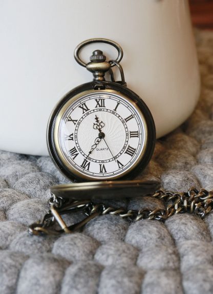 Classic Roman Numeral Bronze Pocket Watch