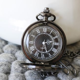 Classic black stylish retro style Roman numeral pocket watch
