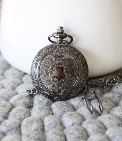 Classic black stylish retro style Roman numeral pocket watch - Image 2
