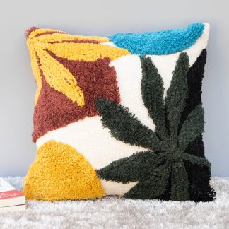 Colorful Abstract Leaf Tufted Cushion Cover