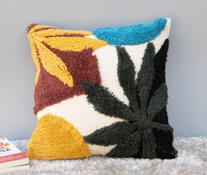 Colorful Abstract Leaf Tufted Cushion Cover - Image 3