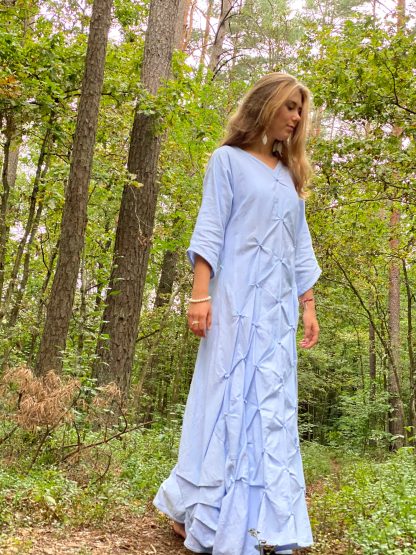 Forest style pleated linen dress - Image 7