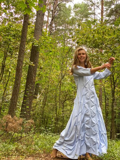 Forest style pleated linen dress - Image 5