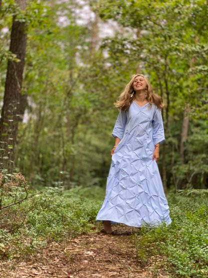 Forest style pleated linen dress - Image 4