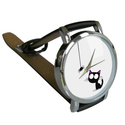Curious Cat & Spider Wristwatch – Whimsical Animal Design - Image 2