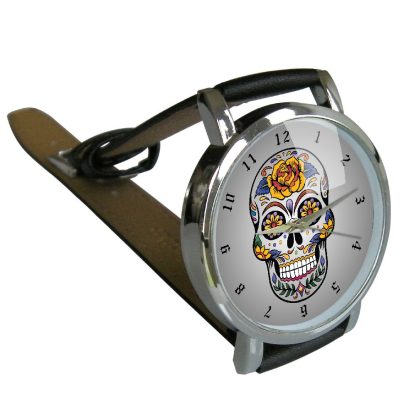 Day of the Dead Sugar Skull Watch – Vibrant Artistic Timepiece - Image 2