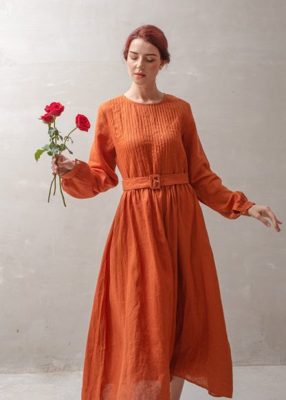 Vintage Linen Waist Dress - Image 5