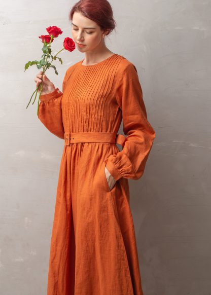 Vintage Linen Waist Dress - Image 4