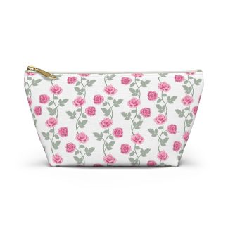 Red rose wicker pattern cosmetic bag