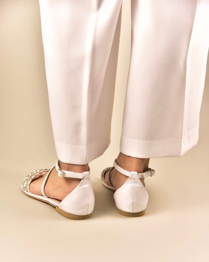 Elegant Crystal Embellished Strappy Flat Sandals for Women – Bridal & Evening Summer Shoes - Image 4
