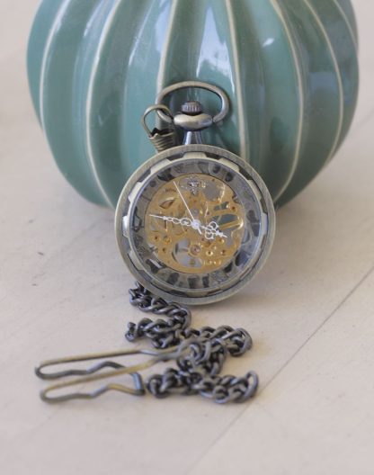 Elegant Skeleton Mechanical Pocket Watch