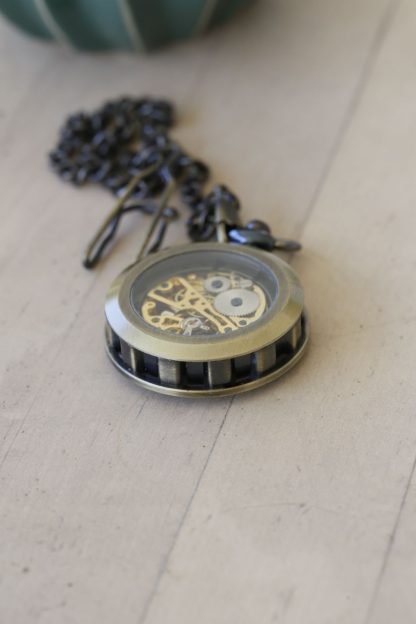 Elegant Skeleton Mechanical Pocket Watch - Image 3