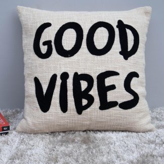 “GOOD VIBES” Typography Cushion Cover