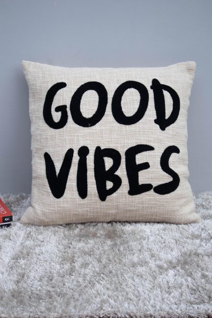 “GOOD VIBES” Typography Cushion Cover