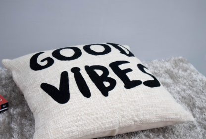 “GOOD VIBES” Typography Cushion Cover - Image 4