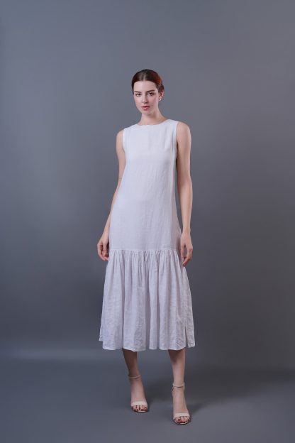 Sleeveless Pleated Hem Dress