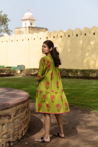 Summer green cotton dress - Image 6