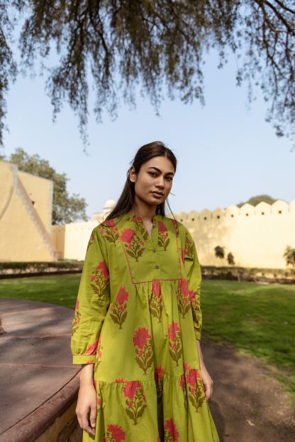 Summer green cotton dress - Image 5