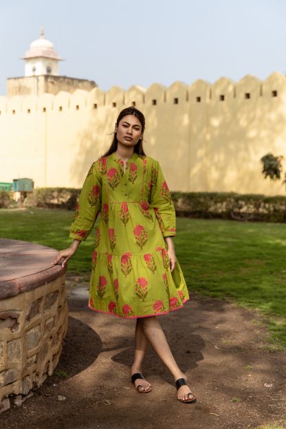 Summer green cotton dress