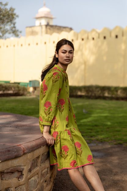 Summer green cotton dress - Image 2