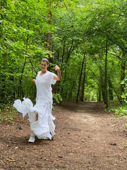 Forest style linen patchwork dress - Image 7