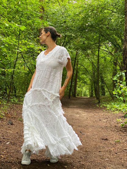 Forest style linen patchwork dress - Image 2