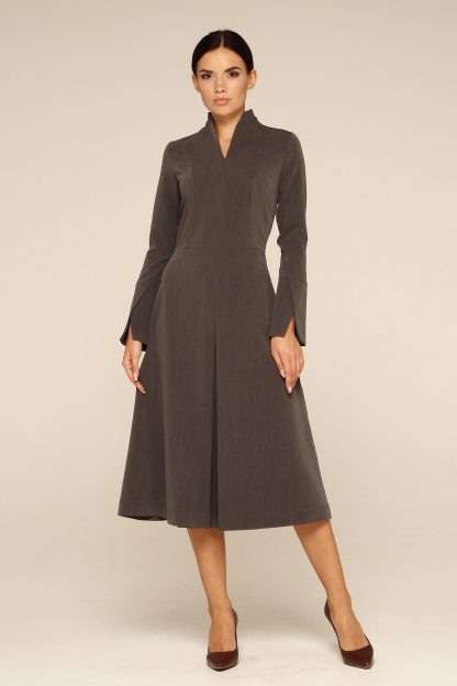 High collar long sleeve dress