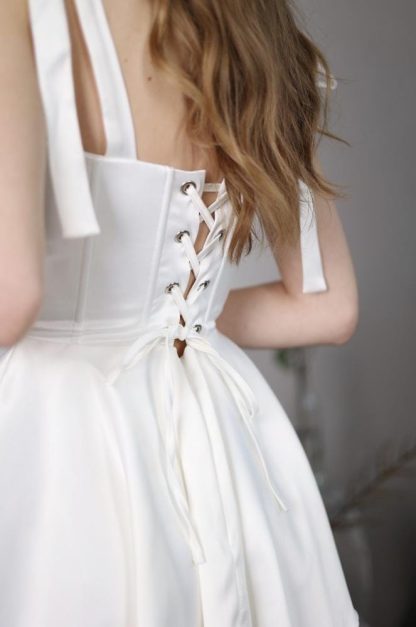 White Bow Shoulder Mini Dress - Image 3