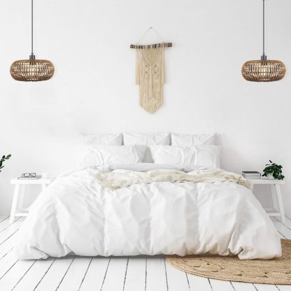 Rattan lampshade single head chandelier - Image 4