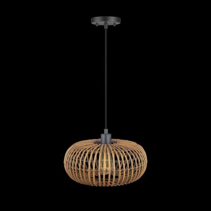 Rattan lampshade single head chandelier - Image 3