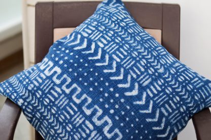 Indigo Mudcloth Print Cushion Cover - Image 2