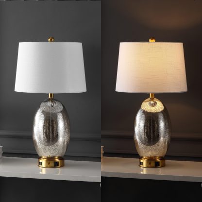 Contemporary iron glass LED table lamp with socket - Image 6