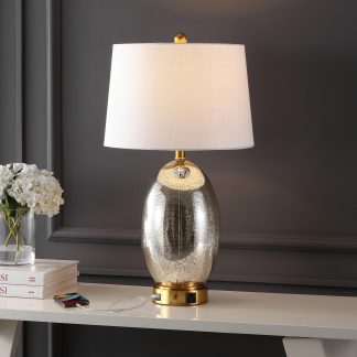 Contemporary iron glass LED table lamp with socket