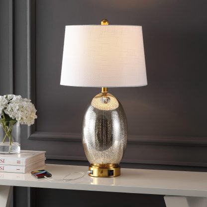 Contemporary iron glass LED table lamp with socket