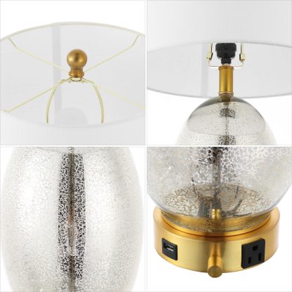 Contemporary iron glass LED table lamp with socket - Image 3