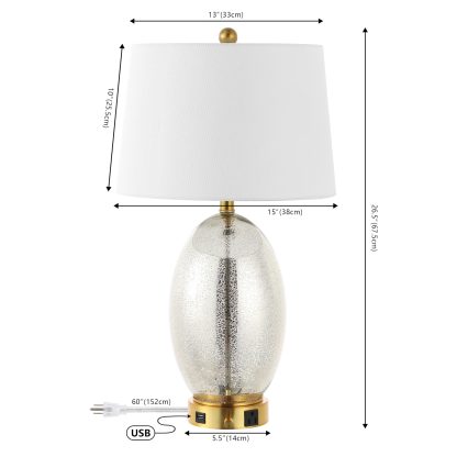 Contemporary iron glass LED table lamp with socket - Image 2