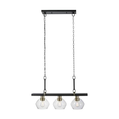 Three linear pendant lights