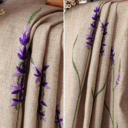 Lavender Embroidered Linen Curtains - Image 3